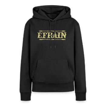 Efrain Golden Text Nom Badge - Sweat à capuche Premium bio Femme - noir - Devant - Julia (174cm)