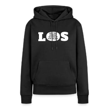 LOS - der Tag versaut sich nicht von selbst - Frauen Premium Bio Hoodie - Schwarz - Vorne - Julia (174cm)