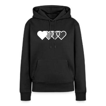 Herzen - Frauen Premium Bio Hoodie - Schwarz - Vorne - Julia (174cm)