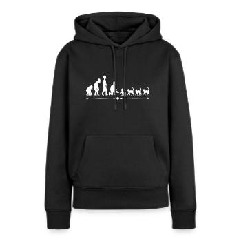 Le chat du développement évolutif - humain - Sweat à capuche Premium bio Femme - noir - Devant - Julia (174cm)
