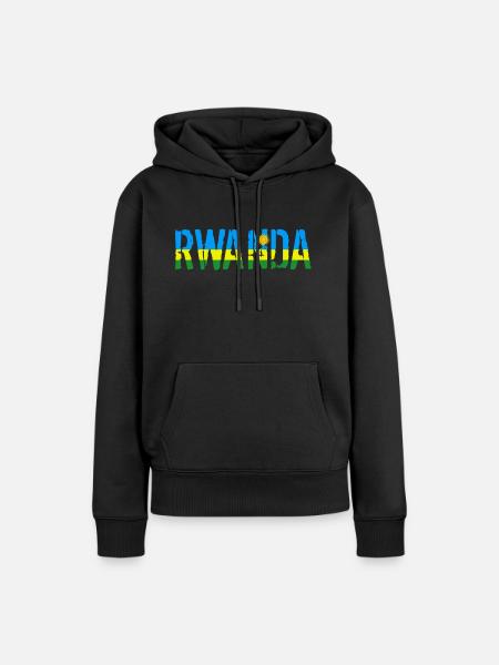 Rwanda - Frauen Premium Bio Hoodie - Schwarz