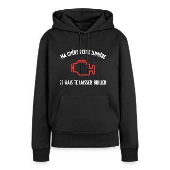 voyant moteur - Sweat à capuche Premium bio Femme - noir - Devant - Julia (174cm)