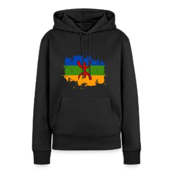 Amazigh Berbère Imazighen Rif Kabylie Chleuh - Sweat à capuche Premium bio Femme - noir - Devant - Julia (174cm)