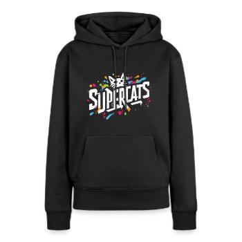 Supercats 8 Logo - Frauen Premium Bio Hoodie - Schwarz - Vorne - Julia (174cm)