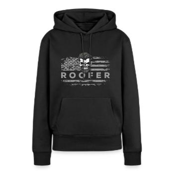 Apprenti couvreur maison construction chantier - Sweat à capuche Premium bio Femme - noir - Devant - Julia (174cm)