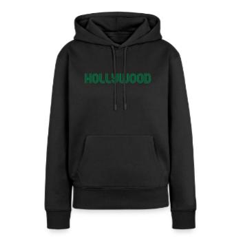 hollywood 70 fontes - Sweat à capuche Premium bio Femme - noir - Devant - Julia (174cm)