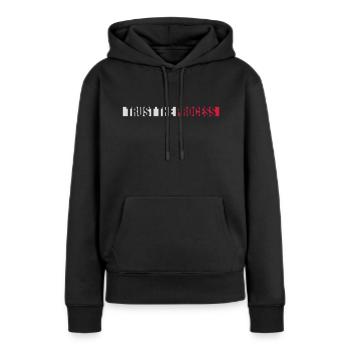 faire confiance au processus Devis - Sweat à capuche Premium bio Femme - noir - Devant - Julia (174cm)