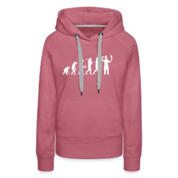 Metzger Fleischer Metzgerei Evolution Geschenk - Frauen Premium Bio Hoodie - Malve - Vorne - Isabella (175cm)