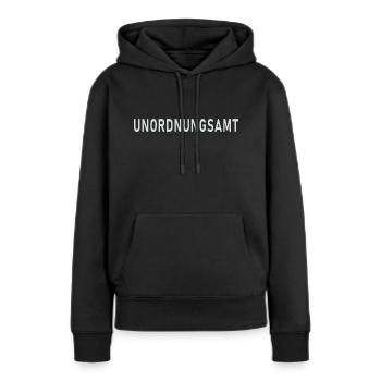 UNORDNUNGSAMT - Frauen Premium Bio Hoodie - Schwarz - Vorne - Julia (174cm)
