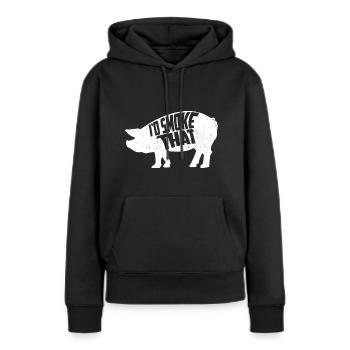 Schweinefleisch Metzger grillen - Frauen Premium Bio Hoodie - Schwarz - Vorne - Julia (174cm)