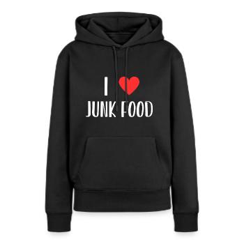 i love junk food - Sweat à capuche Premium bio Femme - noir - Devant - Julia (174cm)
