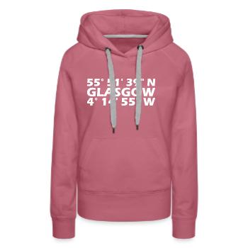 Coordonnées de Glasgow - Sweat à capuche Premium bio Femme - mauve - Devant - Isabella (175cm)