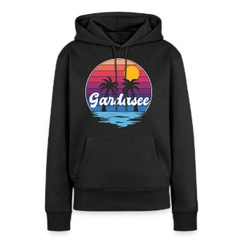 Lac de Garde vacanciers Gardasee - Sweat à capuche Premium bio Femme - noir - Devant - Julia (174cm)