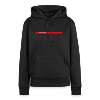 super-picole - Sweat à capuche Premium bio Femme - noir - Devant - Julia (174cm)