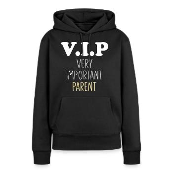 VIP - Sehr wichtiger Elternteil - Eltern Papa Mama - Frauen Premium Bio Hoodie - Schwarz - Vorne - Julia (174cm)