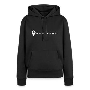 Baden-Baden Koordinaten - Frauen Premium Bio Hoodie - Schwarz - Vorne - Julia (174cm)