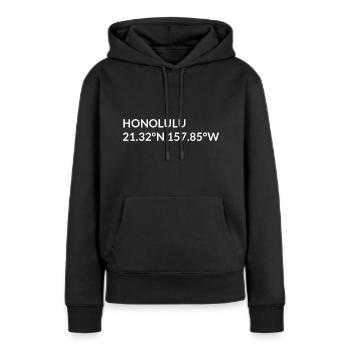 Coordonnées Honolulu, Hawaï, États-Unis - Sweat à capuche Premium bio Femme - noir - Devant - Julia (174cm)
