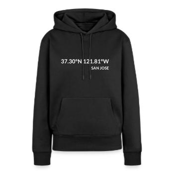 San Jose California USA Koordinaten - Frauen Premium Bio Hoodie - Schwarz - Vorne - Julia (174cm)