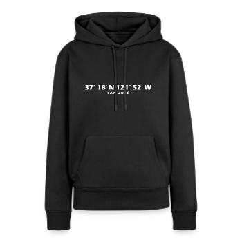 San José Koordinaten - Frauen Premium Bio Hoodie - Schwarz - Vorne - Julia (174cm)