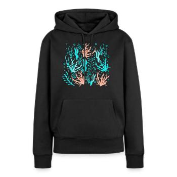 unter Wasser Pflanzen Muster - Frauen Premium Bio Hoodie - Schwarz - Vorne - Julia (174cm)