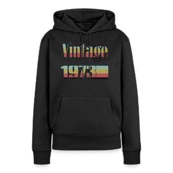 1973 anniversaire 1973 né en 1973 anniversaire - Sweat à capuche Premium bio Femme - noir - Devant - Julia (174cm)