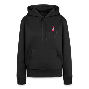 Lippenstift - In Brusttasche / Hemdtasche - Frauen Premium Bio Hoodie - Schwarz - Vorne - Julia (174cm)