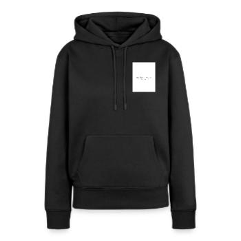 Minimalist T-Shirt -  Words of Affirmation  - Frauen Premium Bio Hoodie - Schwarz - Vorne - Julia (174cm)