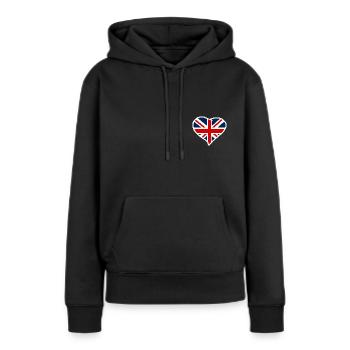 Union Jack - Sweat à capuche Premium bio Femme - noir - Devant - Julia (174cm)