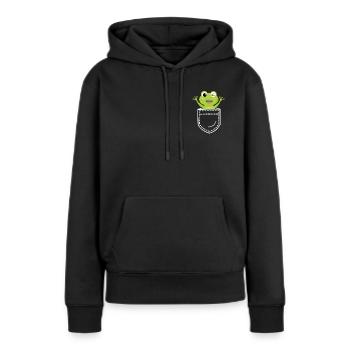 Grenouille grenouille - Sweat à capuche Premium bio Femme - noir - Devant - Julia (174cm)