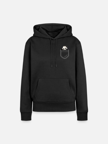 Panda Pandabär - Frauen Premium Bio Hoodie - Schwarz