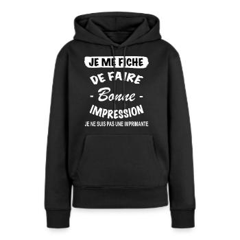 Zitat Lustig • Mir egal • Geschenke - Frauen Premium Bio Hoodie - Schwarz - Vorne - Julia (174cm)