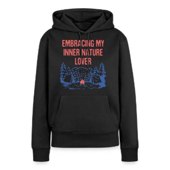Embrasser inner nature Lover Camping Forest - Sweat à capuche Premium bio Femme - noir - Devant - Julia (174cm)