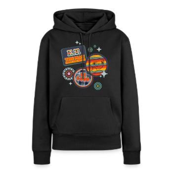E.T. Der Außerirdische Flicken Blumen - Frauen Premium Bio Hoodie - Schwarz - Vorne - Julia (174cm)