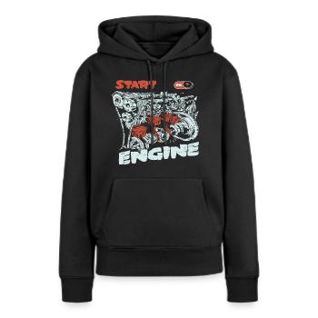 Starte den Motor - Frauen Premium Bio Hoodie - Schwarz - Vorne - Julia (174cm)