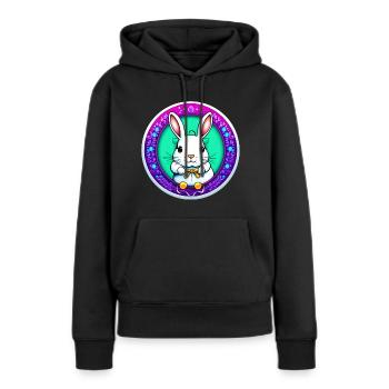 Motif de Pâques flashy - Sweat à capuche Premium bio Femme - noir - Devant - Julia (174cm)
