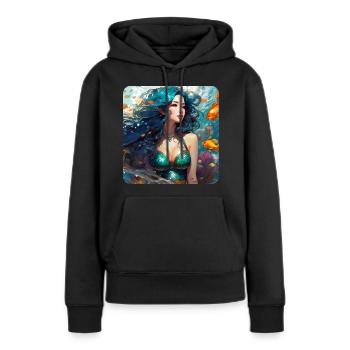 Niedliche Meerjungfrau mit Fischen - Frauen Premium Bio Hoodie - Schwarz - Vorne - Julia (174cm)