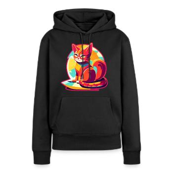 Katze auf Kissen - Frauen Premium Bio Hoodie - Schwarz - Vorne - Julia (174cm)