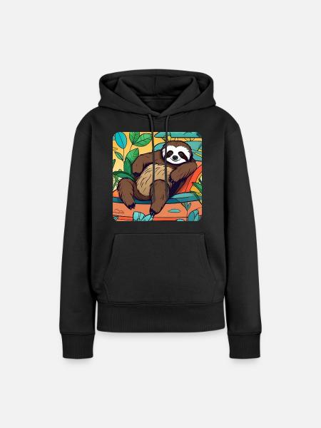 Entspanntes Faultier - Frauen Premium Bio Hoodie - Schwarz