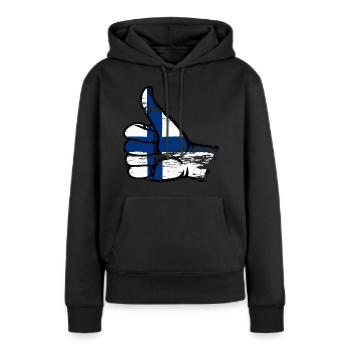 Finnland Flagge alles klar Symbol used - Frauen Premium Bio Hoodie - Schwarz - Vorne - Julia (174cm)