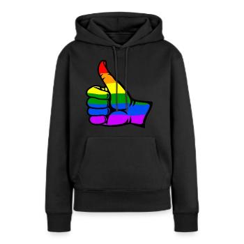 Regenbogenfarbe Flagge Hand alles klar Symbol - Frauen Premium Bio Hoodie - Schwarz - Vorne - Julia (174cm)