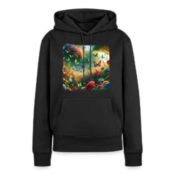 Lebendiges Gemälde Schmetterlinge Flora Fauna - Frauen Premium Bio Hoodie - Schwarz - Vorne - Julia (174cm)
