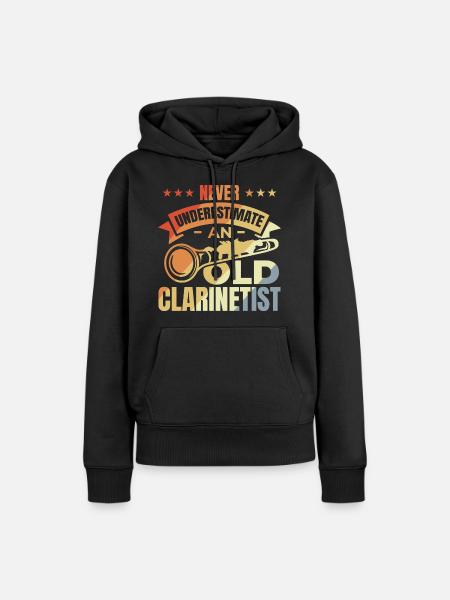Unterschätze nie alte Klarinettisten - Frauen Premium Bio Hoodie - Schwarz