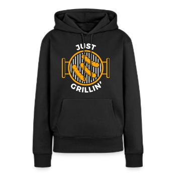 Juste griller des saucisses BBQ - Sweat à capuche Premium bio Femme - noir - Devant - Julia (174cm)