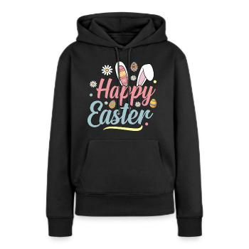 Joyeuses Pâques - Sweat à capuche Premium bio Femme - noir - Devant - Julia (174cm)