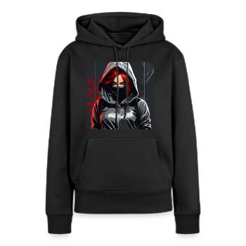 Fille gothique cool - Sweat à capuche Premium bio Femme - noir - Devant - Julia (174cm)