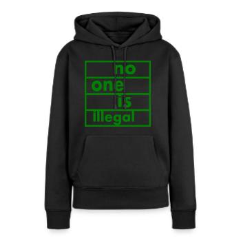 No one is illegal - Sweat à capuche Premium bio Femme - noir - Devant - Julia (174cm)