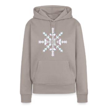 Cristal de glace / Flocon de neige - Sweat à capuche Premium bio Femme - taupe - Devant - Julia (174cm)