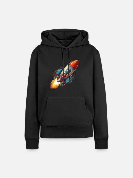 Rakete im Comic Stil - Frauen Premium Bio Hoodie - Schwarz