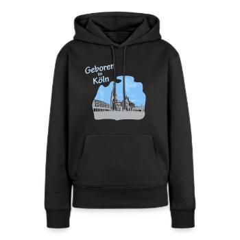 Geboren in Koeln, der Koelner Dom Design - Frauen Premium Bio Hoodie - Schwarz - Vorne - Julia (174cm)