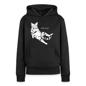 Funny cat chill out. - Women’s Premium Organic Hoodie - black - Front - Julia (174cm)